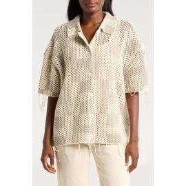 HONOR THE GIFT Gender Inclusive Openwork Short Sleeve Cardigan at Nordstrom
