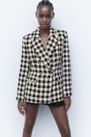 HOUNDSTOOTH CHECKERED BLAZER - Black White United States at Zara