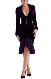 HOUSE OF CB Corset Long Sleeve Velvet Dress at Nordstrom