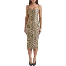 HOUSE OF CB Gracie Panelled Faux Leather Midi Cocktail Dress at Nordstrom