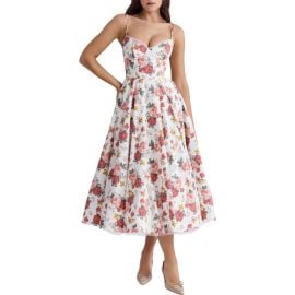 HOUSE OF CB Mademoiselle Bustier Stretch Satin Midi Dress at Nordstrom