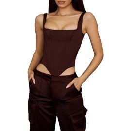 HOUSE OF CB Rafa Satin Longline Corset Top at Nordstrom