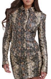 HOUSE OF CB Vani Snakeskin Print Faux Leather Jacket at Nordstrom