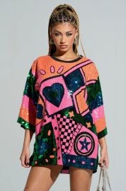 HOUSE OF HEARTS SEQUIN TSHIRT DRESS AKIRA at Akira