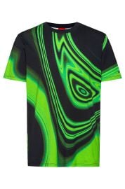 HUGO - Crew-neck T-shirt in mercerized cotton with glitch print at Hugo Boss