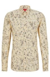 HUGO - Extra-slim-fit shirt in Dalmatian-print stretch cotton at Hugo Boss