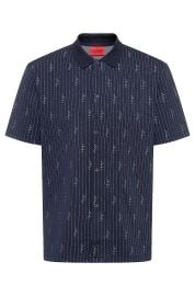 HUGO - Relaxed-fit polo shirt with pinstripes and handwritten logos at Hugo Boss