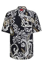 HUGO - Relaxed-fit shirt in paisley-print canvas at Hugo Boss