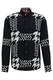 HUGO - Relaxed-fit shirt in printed canvas with Kent collar at Hugo Boss