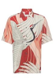 HUGO - Relaxed-fit shirt with Japanese-crane print at Hugo Boss