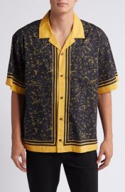 HUGO Egeeno Border Stripe Camp Shirt at Nordstrom