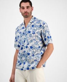 HUGO by Hugo Boss Mens Eligino Relaxed Fit Short Sleeve Abstract Print Button-Front Camp Shirt - Macys at Macys