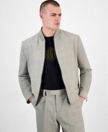 HUGO by Hugo Boss Mens Ukashi252f1x Modern-Fit Glen Check Full-Zip Bomber Jacket - Macys at Macys
