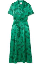 HVN - Long Maria printed silk-satin midi dress at Net A Porter