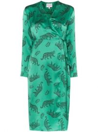 HVN Leopard Silk Wrap Dress - Farfetch at Farfetch