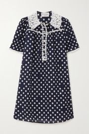 HVN Marie lace trimmed polka dot cotton voile mini dress at Net a Porter