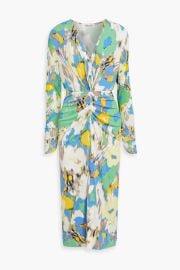 Hades Draped Printed Jersey And Mesh Midi Dress at The Outnet