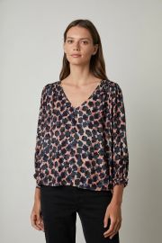 Hadlee Bracelet-Sleeve V-Neck Top by Velvet at Velvet