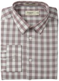 Haggar Menand39s Mechanical Stretch Gingham Fancy Poplin Long Sleeve Shirt in merlot at Amazon