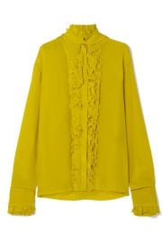 Haider Ackermann - Pleated ruffled silk crepe de chine blouse at Net A Porter