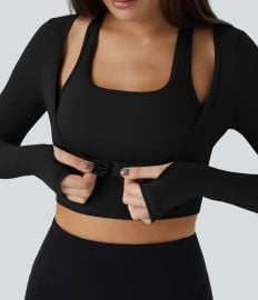 Halara Plush Halter Cropped 2in1 Top at Halara