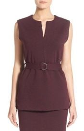 Halogen   Belted Sleeveless Split Neck Top in purple at Nordstrom