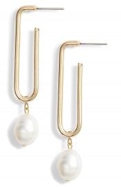 Halogen   Pearl Geo Hoop Drop Earrings at Nordstrom