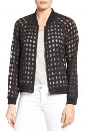 Halogen   Sheer Grid Bomber Jacket at Nordstrom