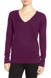 Halogen   V-Neck Cashmere Sweater  Regular   Petite at Nordstrom