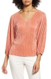 Halogen(RPlisse Balloon Sleeve Top in Black  at Nordstrom