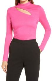 Halogen Cutout Mock Neck Knit Top at Nordstrom