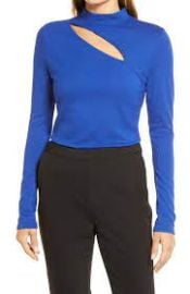 Halogen Cutout Mock Neck Knit Top at Nordstrom