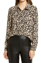 Halogen Hidden Button Long Sleeve Blouse at Nordstrom