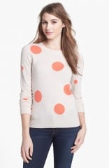 Halogen Novelty Wool andamp Cashmere Crewneck Pullover in polka dot at Nordstrom