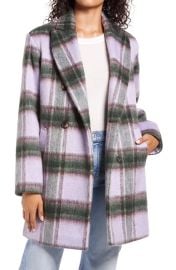 Halogen Plaid Brushed Coat at Nordstrom