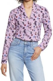 Halogen Purple Herb Floral V-neck Top at Nordstrom