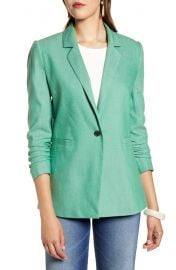 Halogen Ruched Sleeve Blazer at Nordstrom