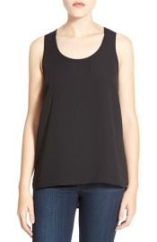 Halogen Scoop Neck Woven Tank in Black at Nordstrom