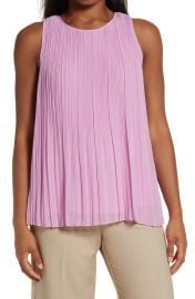 Halogen Sleeveless Pleated Georgette Top at Nordstrom