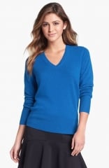 Halogen V-Neck Cashmere Sweater in blue at Nordstrom