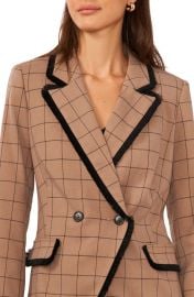 Halogen Windowpane Fringe Trim Blazer in Fallen Rock Black at Nordstrom Rack