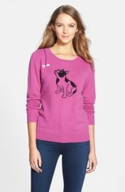 Halogenand174 Cashmere Crewneck Sweater in Purple Dog Pattern at Nordstrom