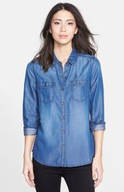 Halogenand174 Long Sleeve Chambray Shirt at Nordstrom