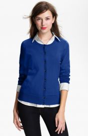 Halogenand174 Three Quarter Sleeve Cardigan in Blue at Nordstrom