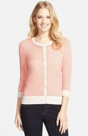 Halogenand174 Three Quarter Sleeve Cardigan in Coral at Nordstrom