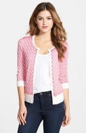 Halogenand174 Three Quarter Sleeve Cardigan in pink at Nordstrom