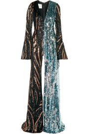 Halpern - Tiger-print sequined tulle jumpsuit at Net A Porter