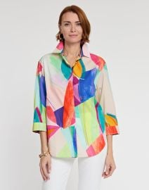 Halsey Long Sleeve Abstract Leaf Print Shirt Hinson Wu at Hinson Wu