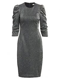 Halston - Puff-Sleeve Metallic Knit Dress at Saks Fifth Avenue