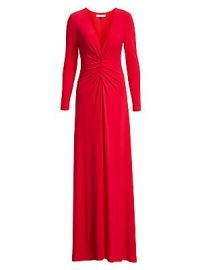 Halston - V-Neck Ruched Jersey Gown at Saks Fifth Avenue